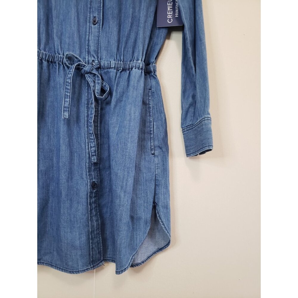 Cremieux Womens XS Ann Denim Dress Blue Waist Tie Sage Meadow Cotton $119 NWT - Picture 4 of 8